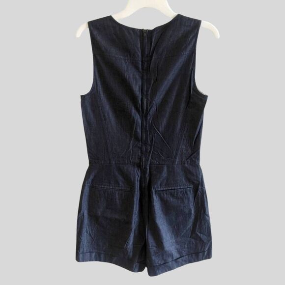 Theory Hadrine D Romper Women's Size 4 Dark Blue Denim Sleeveless One-Piece - Picture 3 of 12